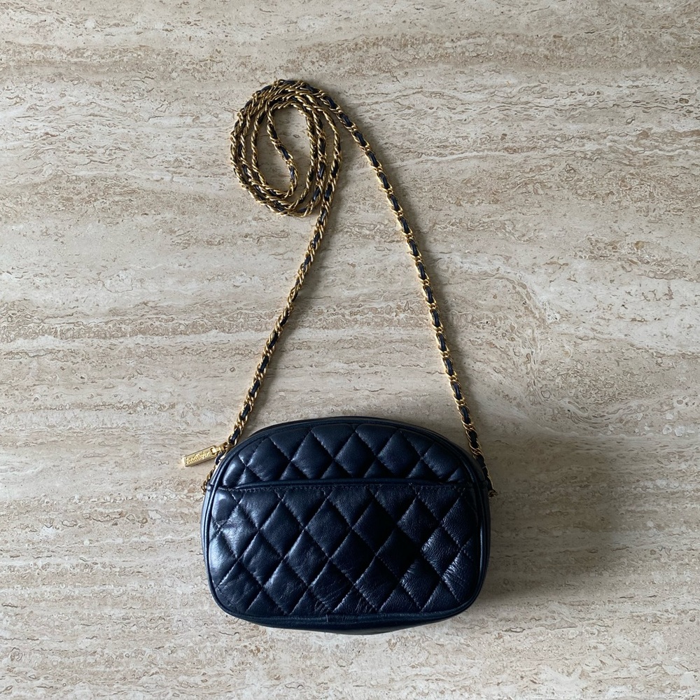 Vintage Ann Taylor Mini Quilted Gold Chain Crossbody Bag